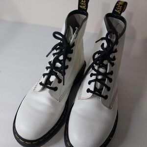 Dr Martin Women's White Combat Boots Air Wait Whit Soles Bouncing Size 39